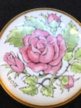 Crummles Vintage Enamel Box Rose Pattern